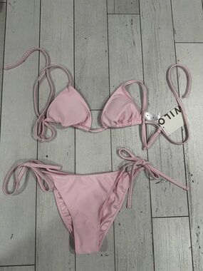 Women's Pink Triangle Tie-Side Bikini Set